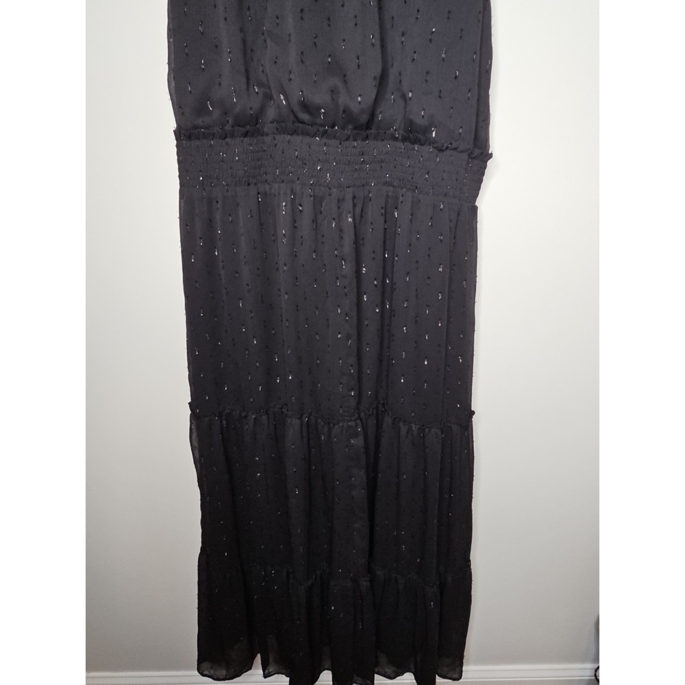 Draper James Dress XXL Black Tiered Smocked Maxi Metallic Boho Western Ethereal - Picture 9 of 14